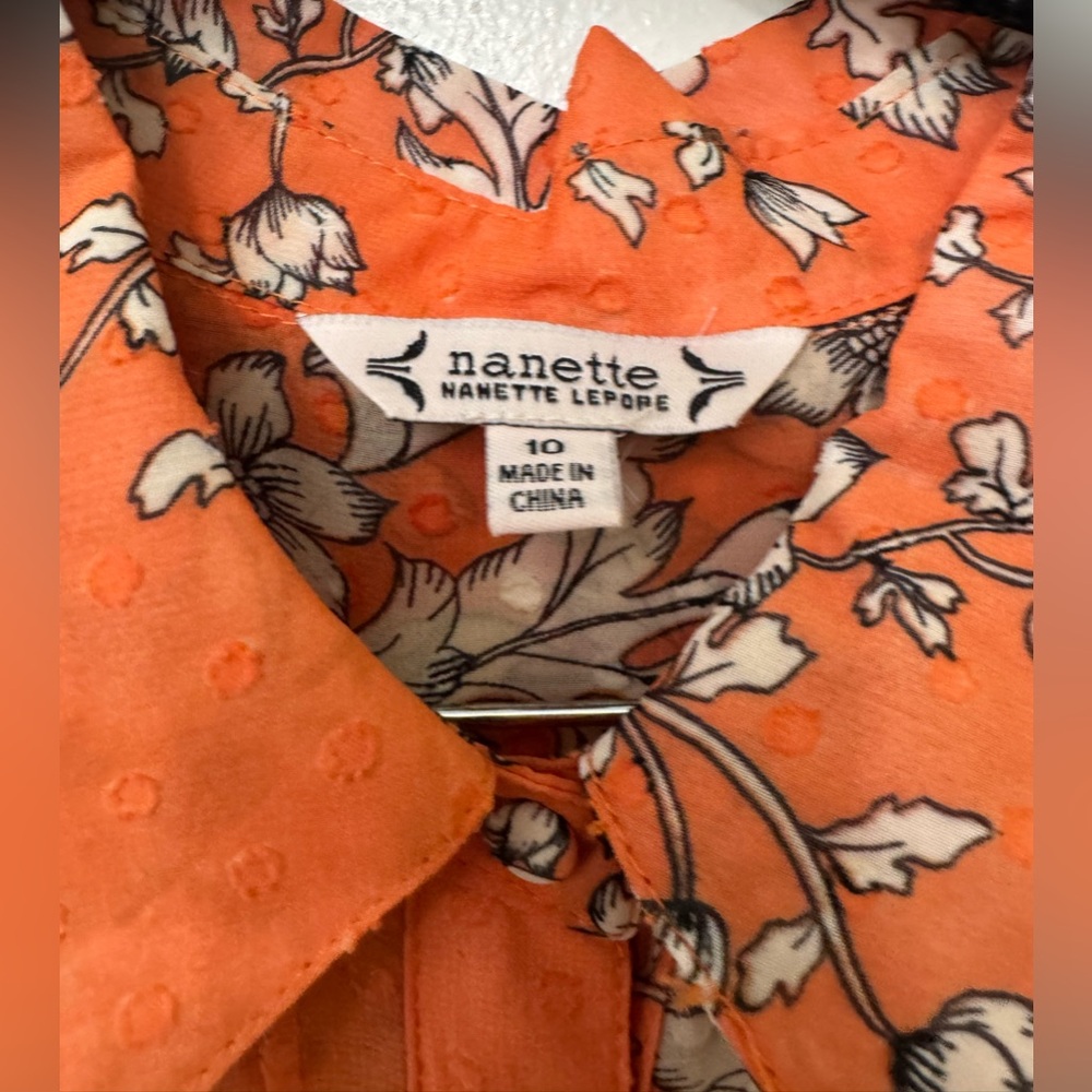 EUC Nanette Lepore Orange Floral Dress | Feminine Fit & Flare Cocktail Dress - Picture 5 of 5